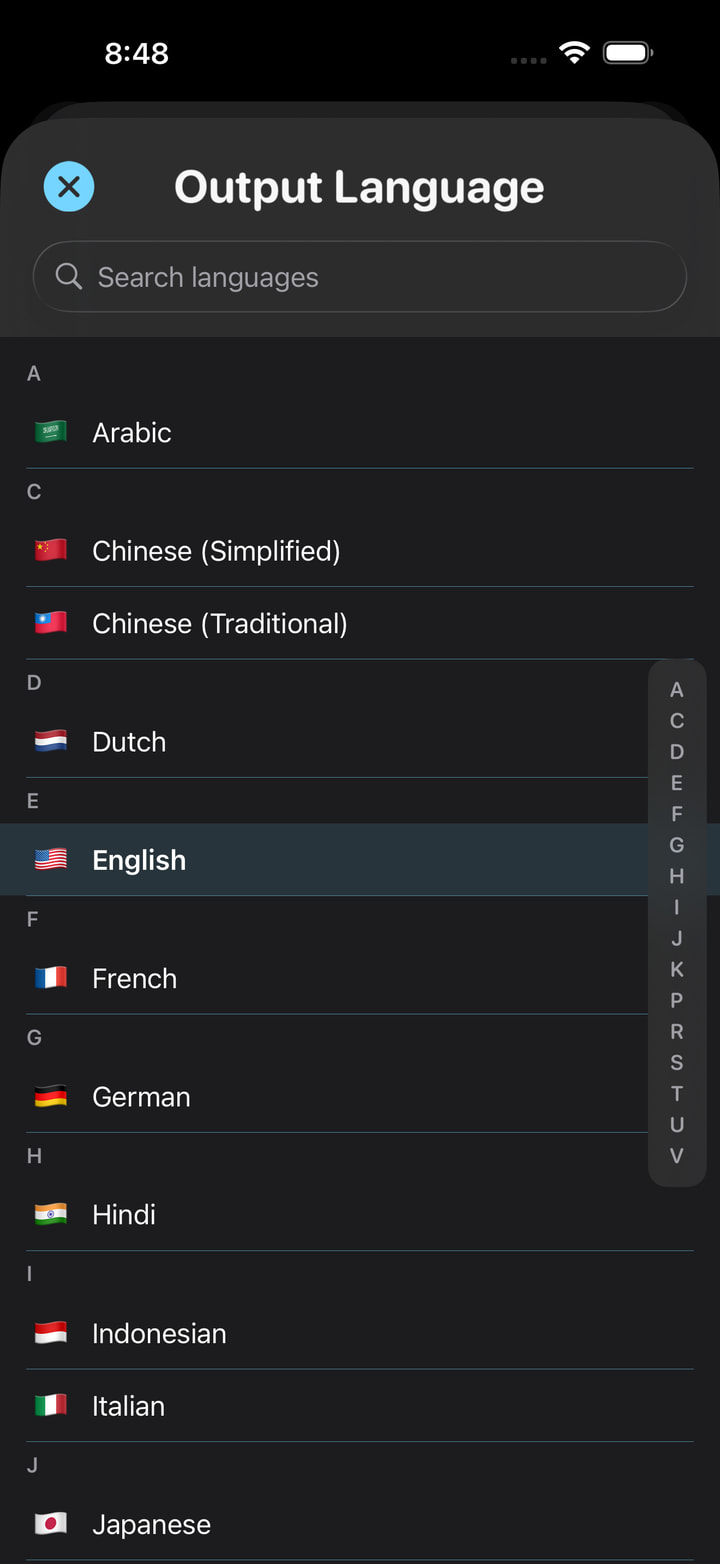 Price Tag FX output-language picker
